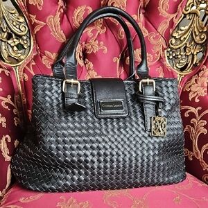 Christian Lacroix Elegant Black Woven Satchel.